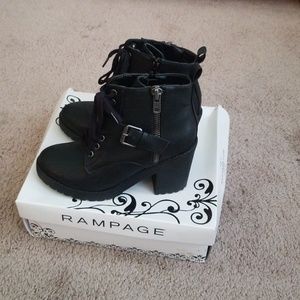 Black combat heel booties